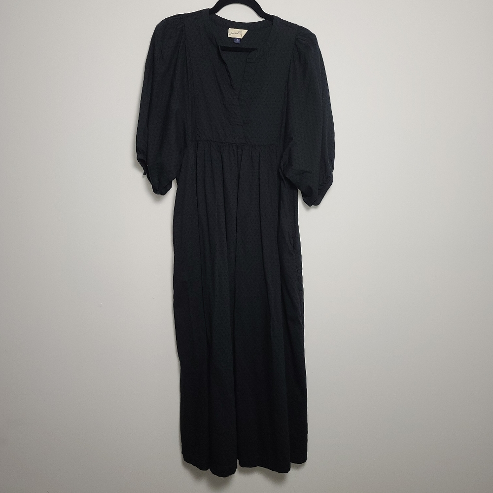 Universal Thread Peasant Maxi Dress Black Balloon Sleeve Womens Size Small